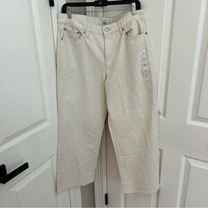 Banana Republic Straight Cropped Jeans Off Ivory Twill NWT Size 14/32